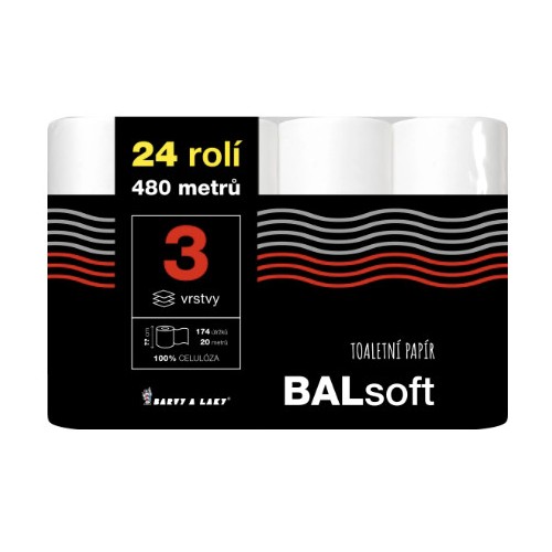 Balsoft Papír toaletní 3-vrstvý 20 m 24 ks