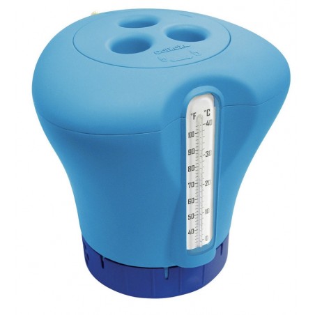 Plovák na chlor s teploměrem modrý