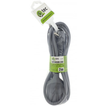 Prodlužovací přívod šedý 1 zásuvka 2 m, Q-407F QTEC