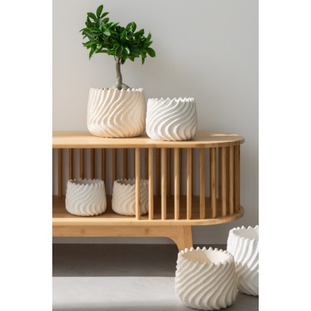 Obal na květiny Maro cement bílý 20,5 x 16,5 cm