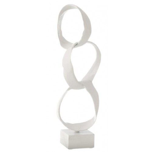 Ornament kroužky kovový bílý 51 cm