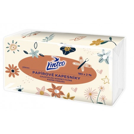 Linteo Papírové kapesníky 2-vrstvé 180 ks, v sáčku