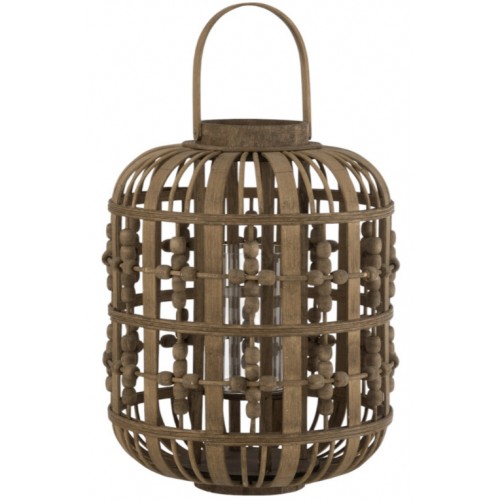 Lucerna dřevěná s korálky 40 cm