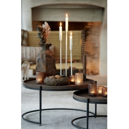 Svícen Icas kov krémový 10,5 x 50 cm