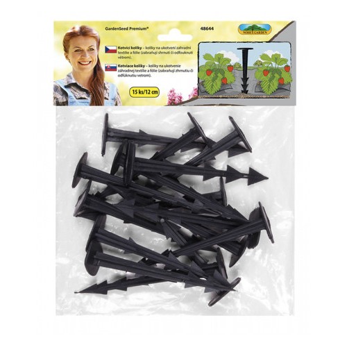 Kolík kotvící plastový černý 12 cm 15 ks