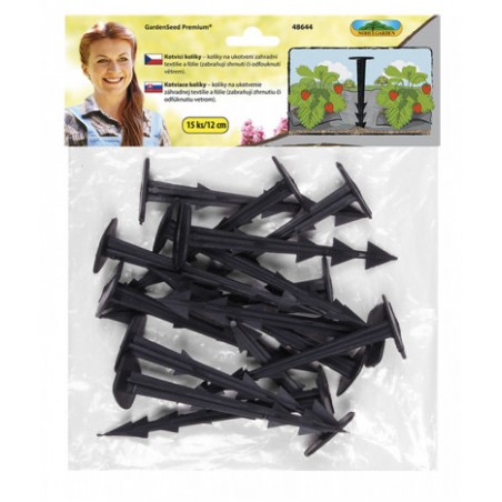 Kolík kotvící plastový černý 12 cm 15 ks