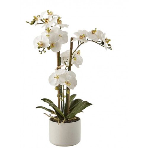 Orchidea White Green umělá květina 38 cm