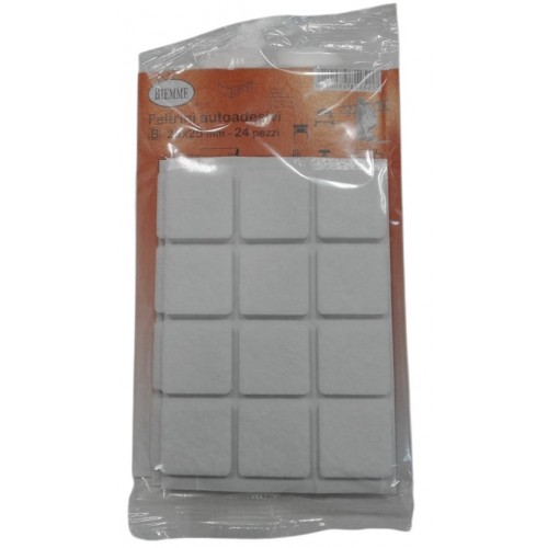 Podložka filcová bílá hranatá 25 x 25 mm 24 ks