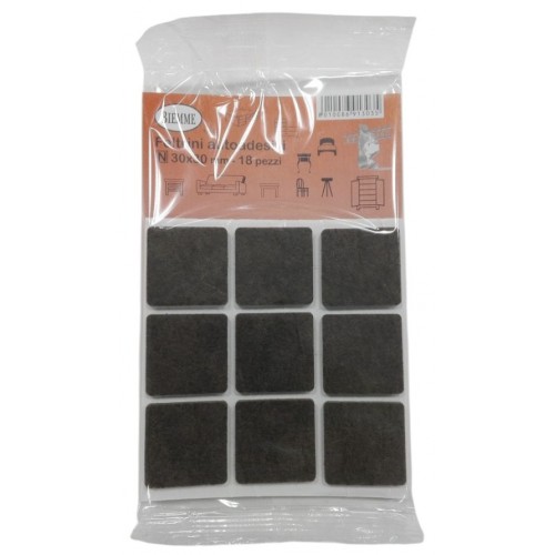 Podložka filcová hnědá hranatá 30 x 30 mm 18 ks