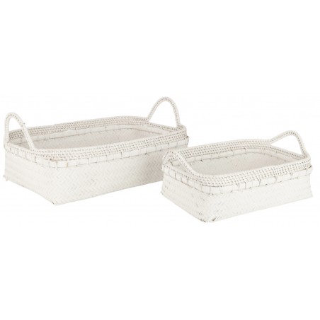 Podnos bambusový bílý 40 x 30 x 10 cm