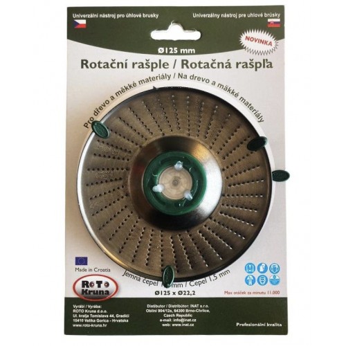 Rašple rotační jemná Ø 125 mm, čepel 1,5 mm