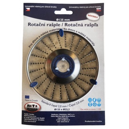 Rašple rotační střední Ø 125 mm, čepel 2,0 mm