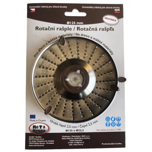 Rotační rašple hrubá Ø 125 mm, čepel 2,5 mm