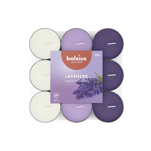 Bolsius Čajové svíčky Lavender 18 ks