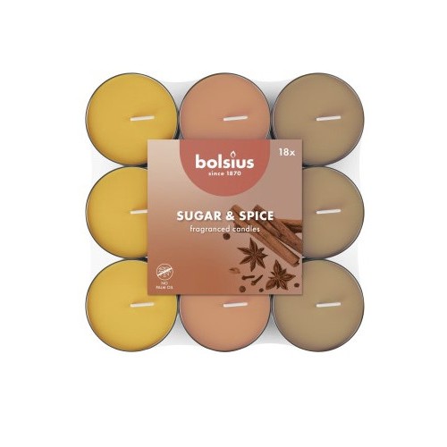 Bolsius Čajové svíčky Sugar & Spice 18 ks