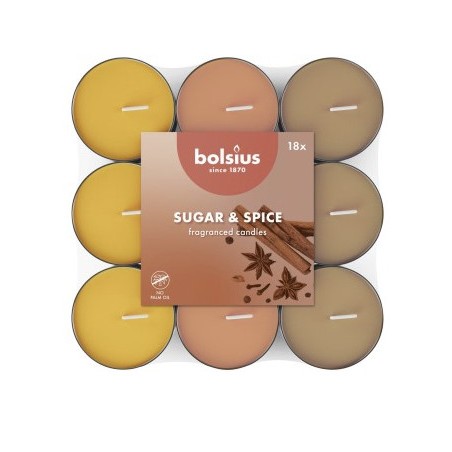 Bolsius Čajové svíčky Sugar & Spice 18 ks