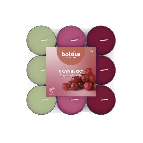 Bolsius Čajové svíčky Cranberry 18 ks