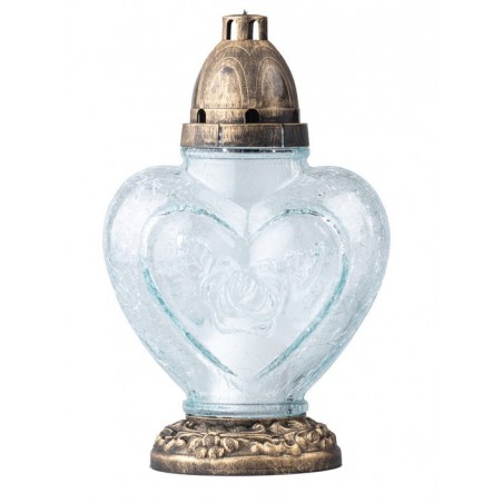 Sklo hřbitovní Praskané srdce 28 cm vklad 60 g