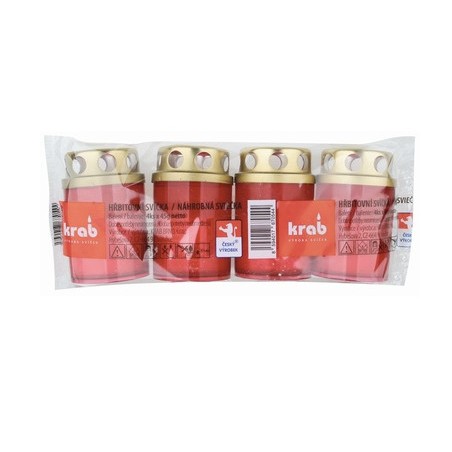 Svíčky hřbitovní červené 4 ks 62 g