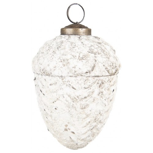 Žalud skleněný bílý matný 8 cm