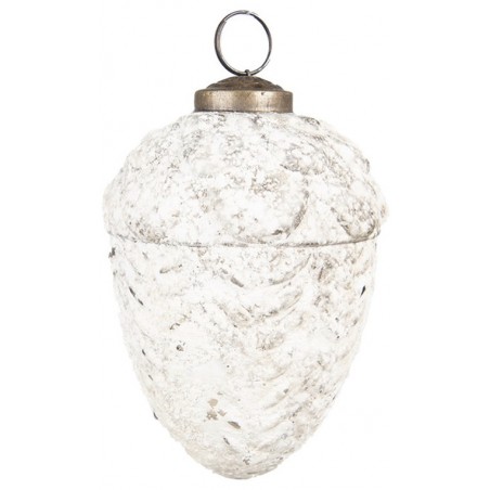 Žalud skleněný bílý matný 8 cm