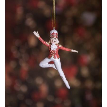 Ozdoba Louskáček červenobílý polyresin 11 cm