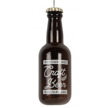 Ozdoba skleněná Láhev hnědá 13 cm