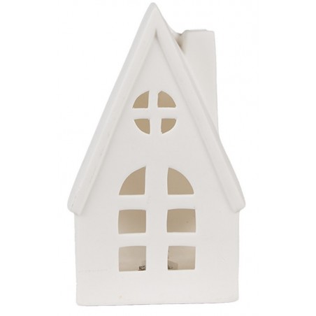 Domeček s LED osvětlením porcelánový béžový 9 x 6 x 15 cm