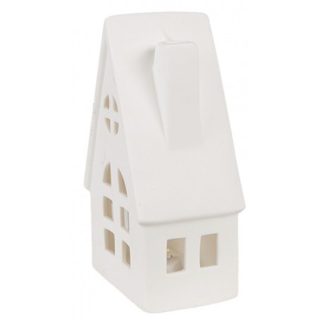 Domeček s LED osvětlením porcelánový béžový 9 x 6 x 15 cm