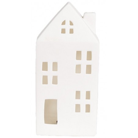 Domeček s LED osvětlením porcelánový bílý 7 x 6 x 15 cm
