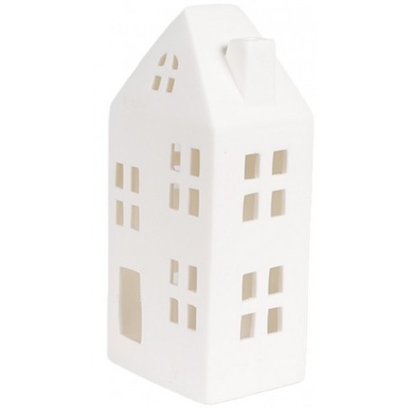 Domeček s LED osvětlením porcelánový bílý 7 x 6 x 15 cm