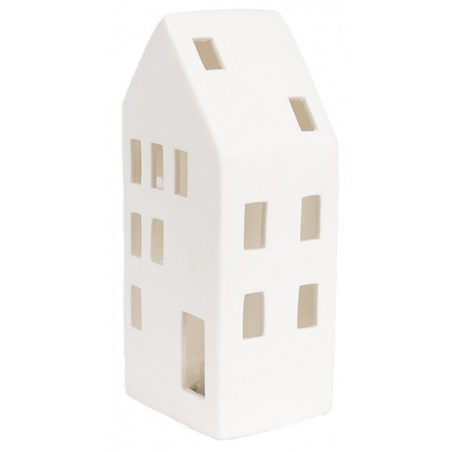 Domeček s LED osvětlením porcelánový bílý 7 x 6 x 15 cm