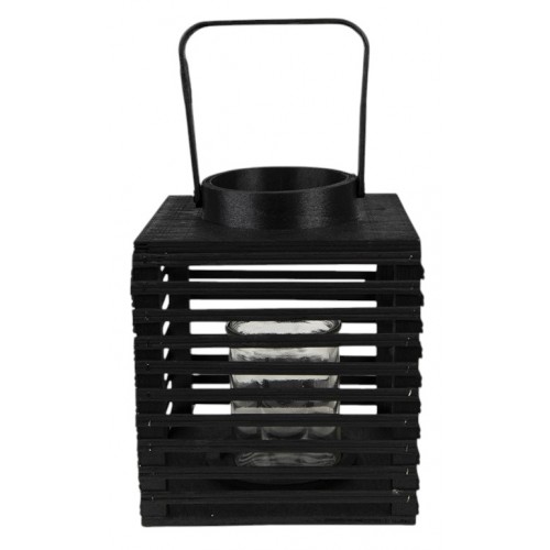Lucerna bambus černá 21 x 21 x 25 cm