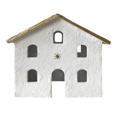 Domeček papermache zlaté hvězdičky velký