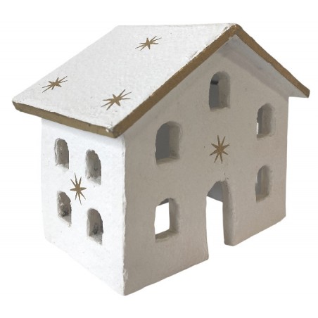 Domeček papermache zlaté hvězdičky velký