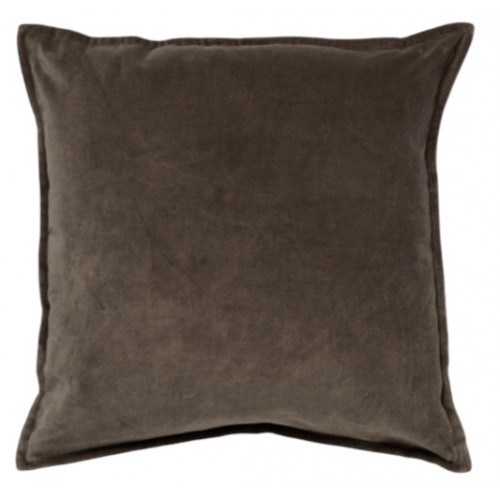 Polštář Caith bavlněný velur tmavě hnědý 50 x 50 cm