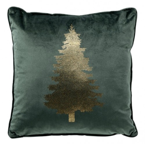 Polštář zelený samet vánoční 45 x 45 cm