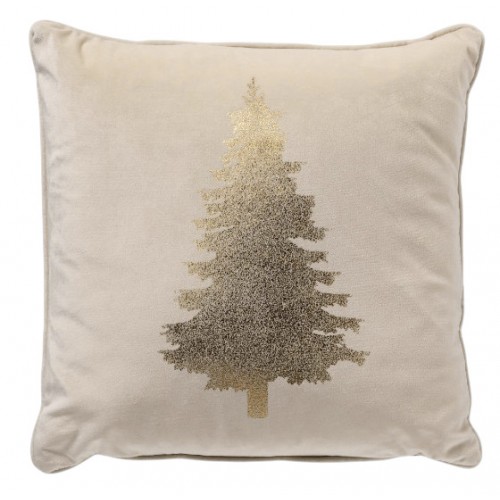 Polštář bílý samet vánoční 45 x 45 cm