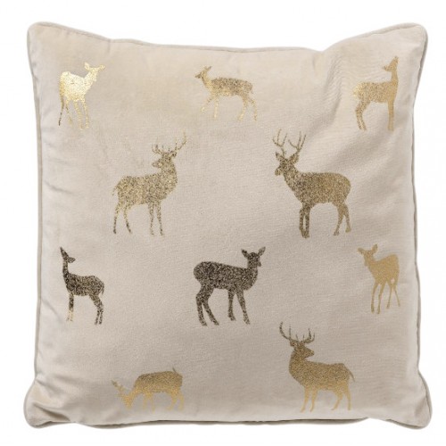 Polštář bílý samet Jelen 45 x 45 cm
