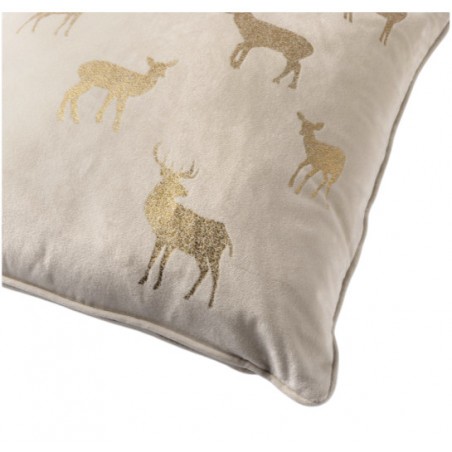 Polštář bílý samet Jelen 45 x 45 cm