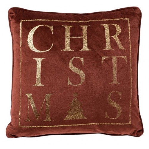 Polštář červený samet Christmas 45 x 45 cm
