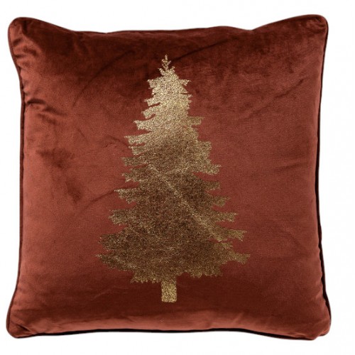 Polštář červený samet vánoční 45 x 45 cm