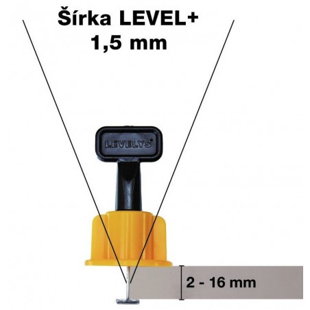 Level Plus Vyrovnávače dlaždic 1,5 mm 50 ks + klíč