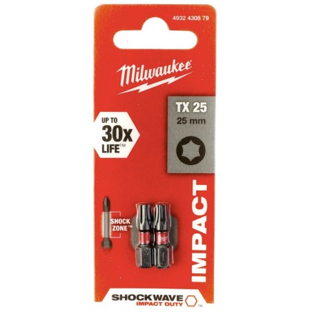 Bity Milwaukee ShockWave TX25 25 mm, 2 ks