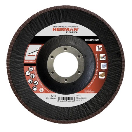 Lamelový kotouč - korund. zrno Herman LR-10 Area, 125 mm, P80