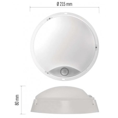 LED svítidlo ZURI s pohybovým čidlem, 22 cm, 14 W, teplá bílá, IP54