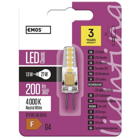 LED žárovka Classic JC / G4 / 1,9 W (21 W) / 200 lm / neutrální bílá