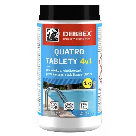 Debbex Cranit Quatro tablety 4v1 - dezinfekce, proti řasám, vločkování, stabilizace 1 kg
