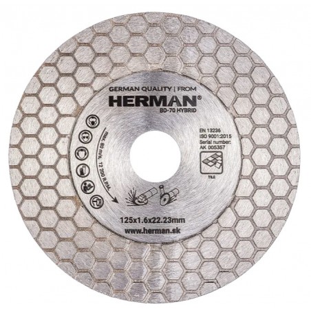 Diamantový kotouč HERMAN BD-70 Hybrid 115 x 22, 23 mm