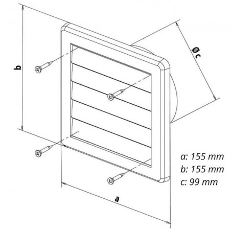 Mřížka větrací gravitační VM 150 x 150 mm bílá